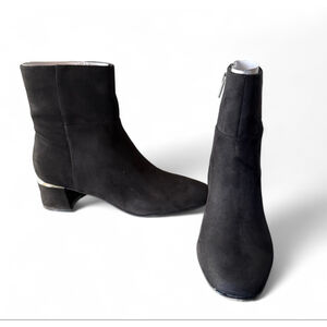 Calvin Klein Parry Suede Ankle Boots Black Size 7.5 Block Heel Booties NWB